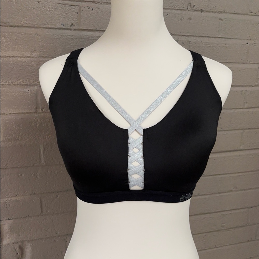 Victoria Sport Black Sports Bra with Silver Accents
